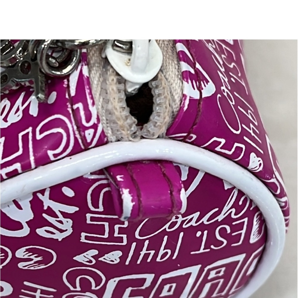 Coach Poppy Flower Tootsie Roll Makeup Brush Pencil barrel Bag Pink and White - Picture 6 of 7